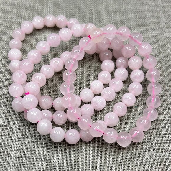 Rose Quartz Stretch Soft Pink Bracelets - Picture 1 of 5